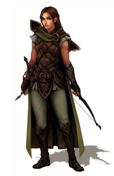 Concept art character design example — realistic female archer character